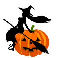 Halloween pumpkin and witch