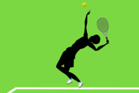 Silhouette of a male tennis player serving