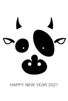 New Year's card with black and white cow face