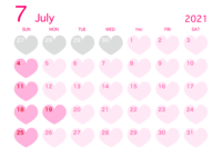 2021年7月的心形日历