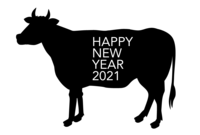 New Year's card of cow shadow picture