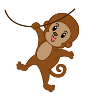 Hanging monkey character