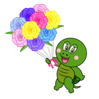 Turtle giving a bouquet