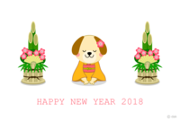 New Year's card of girl dog character