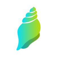 Blue-green rolled shell silhouette