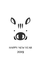 New Year's card with cute boar emoticon