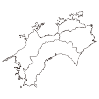 四国地方の白黒地図
