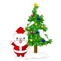 白猫とクリスマスツリー