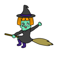 Witch with a green face