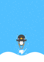 Background image of penguins ski jumping