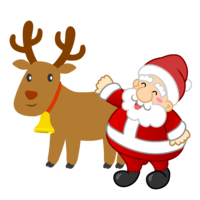 Santa character taking care of reindeer