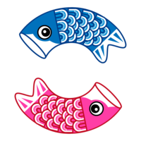 丸になる青と赤の鯉のぼり