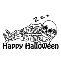 寝る骸骨とハッピーハロウィン