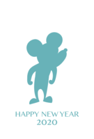 Light blue silhouette Mouse New Year's card