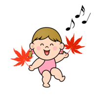 Autumn leaves and toddler girl