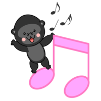Musical notes and cute gorilla