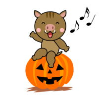 Halloween pumpkin and boar character