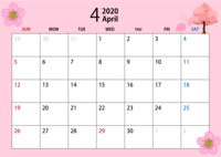 2020年4月的日历(樱花)