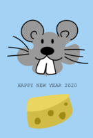 New Year's card of mouse and cheese