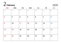 February 2020 calendar
