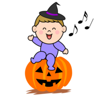 Halloween pumpkin and toddler boy