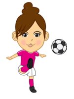 Caricature of a female soccer player shooting