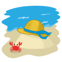 Sandy beach and straw hat