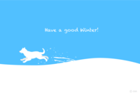 在雪原上奔跑的白犬寒冬慰问