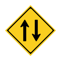 対面通行の注意標識