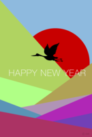 カラフルな鶴の年賀状
