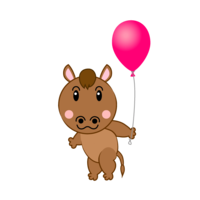 Cute horse with balloons