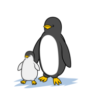 Parent and child penguins