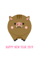 New Year's card of cute wild boar character