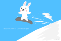 玩滑雪板的白兔