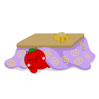 Red demon sleeping with a kotatsu