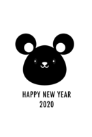 Cute black and white mouse character New Year's card