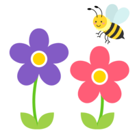 Cute bee and wild flower