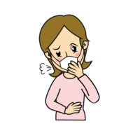 Woman coughing due to a cold