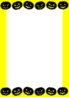 剪影万圣节南瓜的黄色框架(纵向)