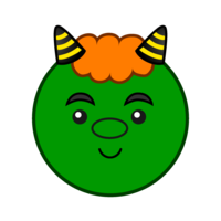 Cute green demon face