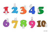 1 to 10 numbers of cute rabbit