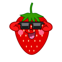 Strawberry character in sunglasses