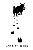 New Year's card of wild boar footprints