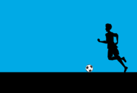 Soccer player silhouette (blue background)