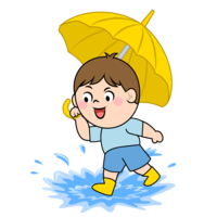 Boy frolicking in the rain