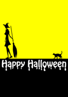 For Halloween poster of witch and black cat