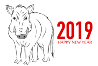 New Year's card with a dignified boar picture