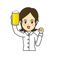 Woman toasting with beer