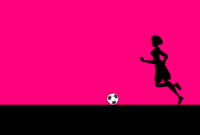 运球的女足球选手(背景粉红色)