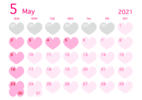 2021年5月的心形日历